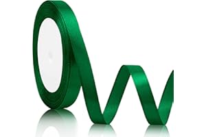 SERENEGLOW Cinta Verde de Raso 10mmx22m para Regalo, Navidad, Halloween, Decoración de Boda y Globos - Rollo de Cinta de Seda para Lanzar