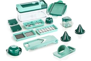 Genius Nicer Dicer Fusion Julietti | 16 części | uniwersalna krajalnica | w zestawie krajalnica, 26,5 x 11,5 x 14,5 cm, miętowa zieleń