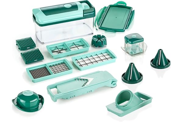 Genius Nicer Dicer Fusion Julietti Lot de 16 trancheuses à légumes avec trancheuse