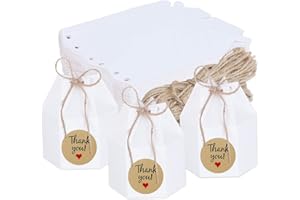 TsunNee 50 szt. papierowe pudełka na cukierki, pudełka na drażetki ślubne, pudełka na prezenty imprezowe, kreatywne papierowe pudełka na smakołyki, pakiety imprezowe z naklejkami z podziękowaniami