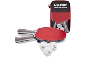 Hy-Pro Table Tennis Set with Bats – Complete Ping Pong Set with 3 Star Table Tennis Balls and Multi-ply Bats - Ideal Ping Pong Bat Kit with Portable Paddle Carry Case for Home or Outdoor Play