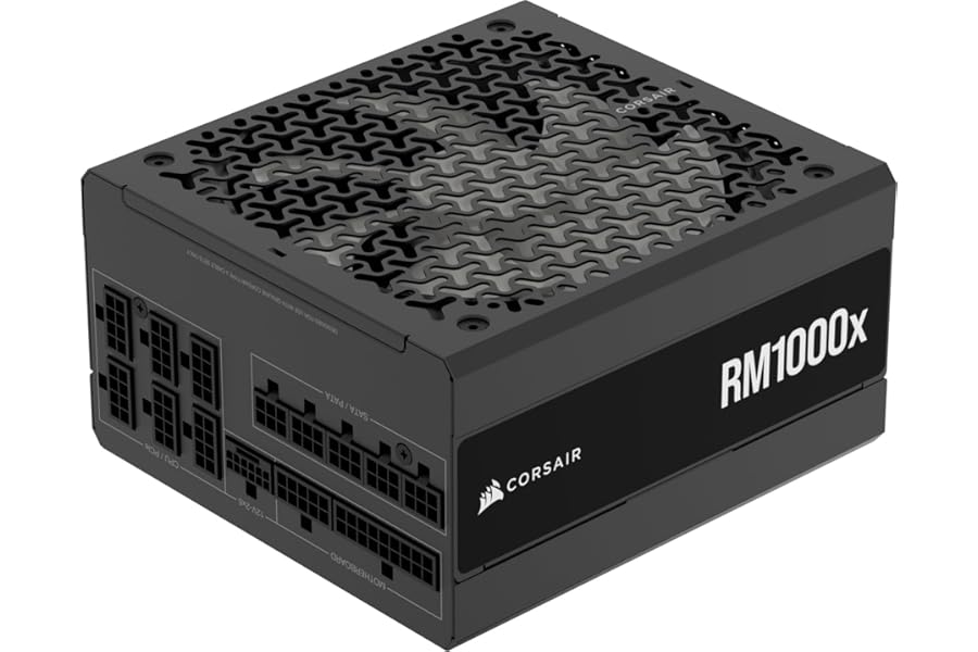 CORSAIR RM1000x Fully Modular Low-Noise ATX Power Supply – ATX 3.1 Compliant – PCIe 5.1 Support – Cybenetics Gold Efficiency – Native 12V-2x6 Connector – Black
