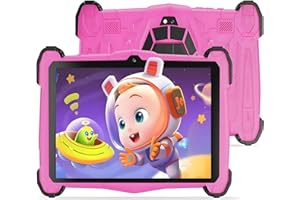 Semeakoko Tablet Bambini 7 Pollici Android 14 Octa-Core, 10 GB RAM + 64 GB ROM (TF 1 TB), Kids Tablet Educativo e Divertente, Controllo Parentale, WiFi, Bluetooth, Con Custodia Antiurto, Rosa