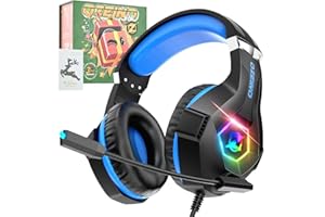 Ozeino Gaming Headset with Festive Gift Box, Stereo Surround Sound Headphones with Breathing RGB Light & Adjustable Mic for PS4 PS5 PC Xbox One Laptop Mac