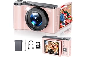Camara de Fotos Digital 4K 56MP, Focusinc Cámara Digital con Pantalla Flip De 180° De 3", 16X Zoom Compacta con 32GB Tarjeta, Recargable Fotográfica para Principiantes Niña Niños Chico Adolescentes