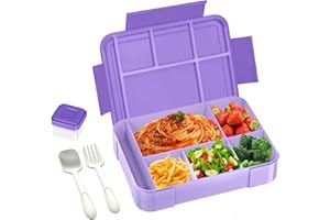 iNeibo Children's Lunch Box with Compartments Lunch Box with Compartments Bento Box Children's Lunch Box Snack Box Vesper Box with Sauce Box for School and Nursery PBA Free Purple