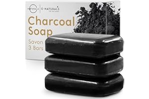 ‎O NATURALS Aktivkohle Schwarze Seife Festes Duschgel Naturkosmetic Dusch Seife Vegan Black Bar Soap Peppermint Oil Haut Reiniger Körper Gesicht und Hand Shea Butter Männer Frauen 342g