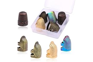 Riddur Lot de 5 dés à Coudre Aiguille réglable pour protège-Doigts (S/M) Dés à Coudre en métal Protège-Doigts à Coudre à la Main avec Protection en métal Couture Quilting Fournitures de travaux
