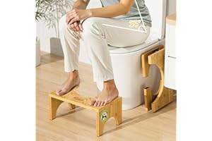 ‎DEANIC DEANIC Bambus Toilettenhocker für Erwachsene, Natürlicher Klappbarer Badhocker mit Anti-Rutsch-Pads, Ergonomischer WC Hocker für Badezimmer, Klohocker Faltbarer für Hämorrhoiden Verstopfung Blähungen