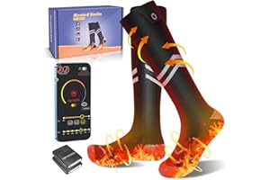 Brimekey 5000mAh Heated Socks with APP Control & 360° Toe Heat, Electric Thermal Socks for Men & Women, 3 Heat Settings & Timer, Rechargeable Foot Warmers for Skiing, Hiking, Camping & Work
