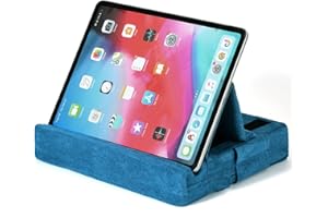 BS-VOG iPad Pillow Holder, Foldable Tablet Stand for Bed & Travel – Suede Cushion with Pen Slots, Adjustable Accessories for 4.7–12.9 inch Devices, Compatible with iPad and Tablets, Blue