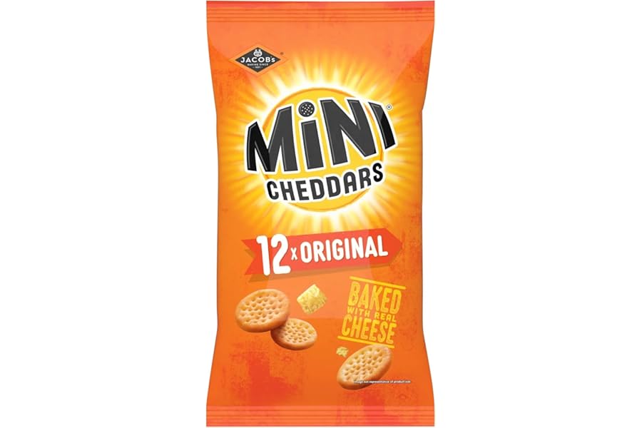 JACOB'S Mini Cheddars Original Crisp Multipack, Baked with Real Cheese, 12 x 23 g Bags Per Pack (Pack of 1)