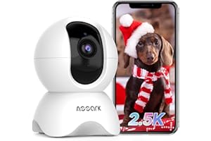 Assark Überwachungskamera Innen 5MP, 2.5K Haustierkamera, 360 Grad Pan/Tilt, 2.4G WLAN, Bewegungserkennung und Nachtsicht
