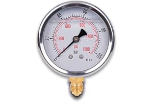 DPM TAPES Manomètre glycérine connexion radiale, IP65 inox 63 mm avec connecteur bas, 1/4 glycérine (0-100 bar)