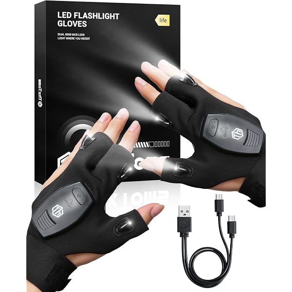 Preciva LED Handschuh für Angeln, Camping, Radfahren, Nachtfischen, Outdoor-Sport und Wandern