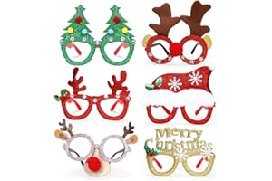 Capaneus 6 Stück Weihnachtsbrille，Kreative Weihnachtsbrille Set，Weihnachtsfeier Deko Brille，Weihnachtsbrillen Erwachsene und Kinder，Kopfschmuck Weihnachten für Christmas Party