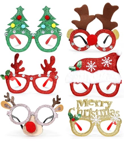 3 Paar Weihnachtsmannbrillen Gold | Runde Nikolausbrille Mit Gläsern | Kostümzubehör Für Karneval & Partys