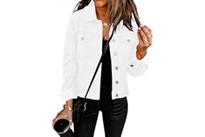 Vetinee Women's Denim Jackets Button Down Stretch Boyfriend Jean Jacket