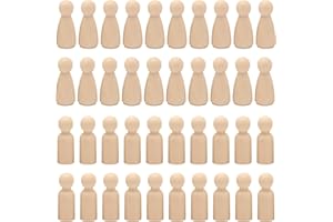 GAAINES 40 Pcs Wooden Peg Dolls,35MM Unfinished Wooden People,Female Male Woodens Dolly Pegs for Kids Art and Creative DIY Craft(20 Female+ 20 Male)