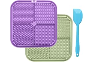 ACEONE Leckmatte Hund, 2 Stück Schleckmatte Hund mit 1 Silikonspatel, Super Starke Saugkraft BPA-frei Slow Feeder Hunde Lecken Pad für Haustier Baden, Fellpflege