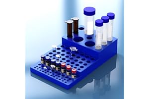 BIOMED SOLUTIONS Porte-tube pour centrifugeuse, support trapézoïdal multifonctionnel pour tube à essai de 0,2 à 50 ml, support à 92 trous pour flacons de laboratoire, bleu, plastique, (lot de 1)