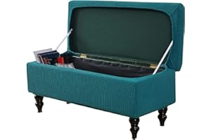 JHLD Stretch Ottoman Cover Rectangle, Ottoman Slipcovers soft Removable Washable Footstool Protector Covers Elastic Storage Ottoman Slipcover For cats dogs -Teal-small