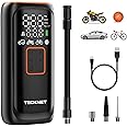 TECKNET Tyre Inflator Portable Air Compressor, 2*2000mAh & 150PSI Electric Air Pump with LED Light, Accurate Pressure LCD Display, Cordless Mini Trye Pump Fast Inflation for Car Motorcycle, Bike Ball