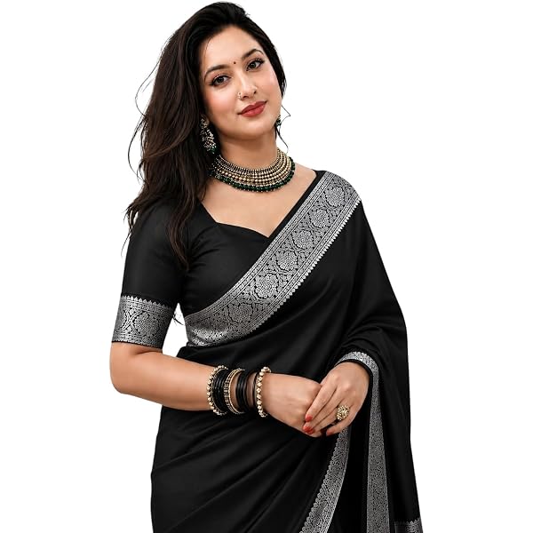 Buy Jane Tex Lavender blue Soft silk Saree with silver zari border
