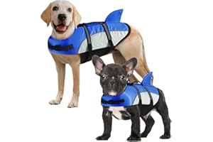 ALAGIRLS Hundeschwimmweste Mittel Ripstop Hund Rettungswesten mit Rettungsgriff für Kleine Mittlere und Große Hunde ALADLJ001 BlueN XL