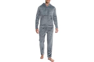 Vlazom Pijama Hombre Invierno Polar Pijamas para Hombre de Franela con Capucha S-XXL