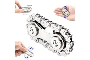 Yeefunjoy Fidget Chain Toys, Bike Chain Gear, Rodamiento duradero y liso, Double Gears Juguetes utilizados para aliviar el estrés, la ansiedad, Autismo Regalo de cumpleaños para Adultos y niños, Plata