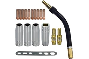 RIVERWELD MB15 15AK Punta di contatto .030" 0,8 mm M6 Portapunta e diffusore e coppa di protezione e collo della torcia per torcia di saldatura MIG MB15 15AK 18 pezzi