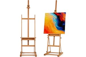 VISWIN Medium H-Frame Easel 67"-95" H, Adjustable Beech Wood Artist Easel Stand for Painting with Storage Tray, Hold Canvas up to 49", Art Floor Easel for Adults, Beginners, Students