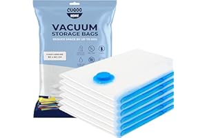 NIFTII Vacuum Storage Bags 6 Pack, 80x60cm - Space Saver Bags for Clothes - 80% More Storage with Airtight, Waterproof, Double-Zip Seal - Durable Packing Bags for Duvets, Bedding & Travel