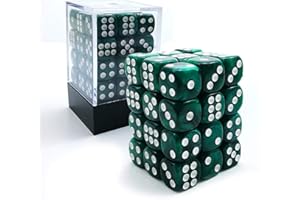 BESCON DICE Bescon Cube W6 12 mm 36 Brick Box, 12 mm Six Sided Die (36) Block of Dice, Marble Pearl Green