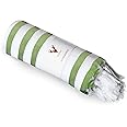 PATVY Bath Towels| Light Weight Turkish Style Stripe Bath Towels For Men Large Size Cotton|70 X 150Cm Quick Absorption &Faster Drying Bath Towel For Women| 100% Cotton (Pack Of 1, Green), 140 TC