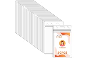 Segus Funda Tarjeta Identificación, 50 Piezas Portatarjetas Identificación, Tarjetero Plastico Transparente, Impermeable, para Profesores, Médicos, Estudiantes (Vertical)