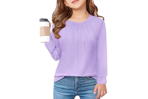 Haloumoning Maglietta a maniche lunghe per bambini, girocollo, per autunno, tinta unita, casual, a maniche lunghe