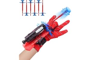 SIDESEA 1 Set Spider Launcher Handschuh, Spider Handschuhe Spinnennetz Spider Spielzeug Kinder Web Shooter Helden Spielzeug Spielzeughandschuh Spider Cosplay Saugnapf Schwamm Kugeln Spinnen Requisiten