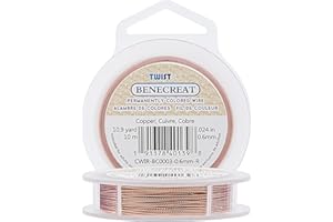BENECREAT 10m 0.6mm Alambre Trenzado de Cobre Cable Metálico Accesorios de Manualidad para Diseño de Bisutería - Color de Cobre Rojo Calibre 22