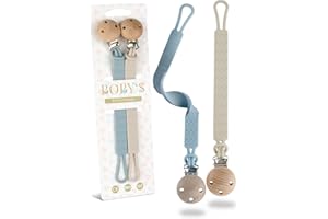BOBY´S Schnullerkette Silikon 2 Pack/langlebige Schnullerkette Mädchen und Jungen mit Clip/BPA-freie Silikon Schnullerkette/flexible Schnullerketten/Pacifier Holder ab 3 Monate