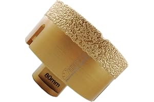 SHDIATOOL Forets Diamant 80mm Brasé Sous Vide et Trépans avec Filetage M14 pour Perçage à sec en Porcelaine Carrelage Granit Marbre