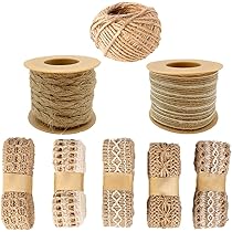 Rouleau Jute FYSL Lot De 5 Rouleaux De Ruban De Jute Vintage - Pour Bricolage, Artisanat, Décoration De Noël, Mariage, Fête, Bricolage (0,6/1/1, 5/2/2,5 Cm Ruban Jute Noel