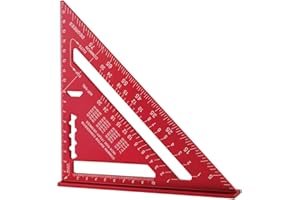 DASHUAIGE 7-Zoll-Dreieckiges Lineal, Dreieckslineal, Hohe Präzision Aluminium-Legierung, Dreieckslineal, Layout-Messwerkzeug für Ingenieure, Schreiner (Metrisch, Rotes)