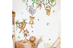 Runtoo Dżungla zwierzę naklejki ścienne małpa koala lew sztuka ścienna naklejki do pokoju dziecięcego sypialnia wystrój domu