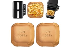 ZENITHYREN 100 Fogli Carta Forno per Friggitrice ad Aria Ninja SL300EU – Accessori Antiaderenti Compatibili Double Stack 7,6L, Carta da Forno Resistente fino a 232°C