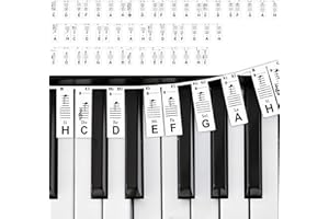 GPXIIZ Naklejki na Klawiaturę Fortepianu z Nutami, Zdejmowane, do 88-klawiszowego Pianina | Wykonane z Silikonu | Nie Wymagają Naklejek | Wielokrotnego Użytku, w Zestawie Pudełko