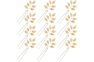 inSowni 12 Pieces Decorative Bridal Wedding Party Prom U-Shaped Gold Metal Eucalyptus Leaf Hair Pins Headpieces Hair Accessories for Brides Bridesmaids Women Girls