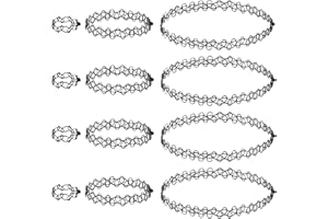 Heanvmyss Collane Elastiche Girocollo Tatoo,12 Pezzi Collana Tatuaggio Set,Gotiche Retrò Choker Necklace Anni '90,Stretchable Moda Catena per Ragazze,Bambina,Donna(Nero)