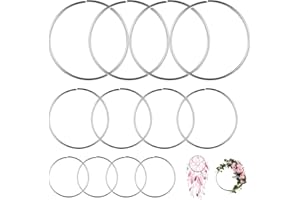 AOZUO 12pcs Dream Catcher Rings, Metal Floral Hoops 3 Sizes Wreath Macrame Rings Silver Circle Macrame Hoop Rings for DIY Crafts Centerpiece Wedding Christmas Wreath Dream Catcher Wall Hanging Decor